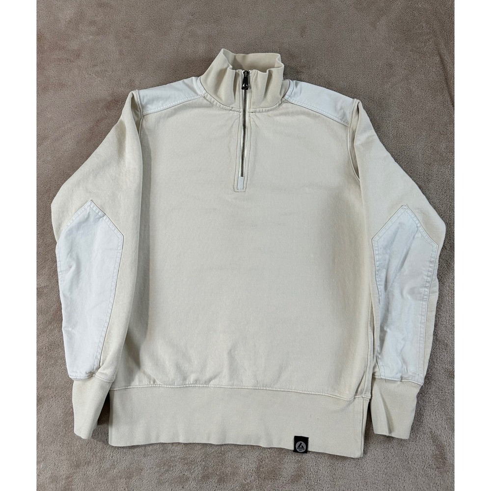American Giant Quarter Zip Sweatshirt Mens Size M Beige Cotton‎ Pullover